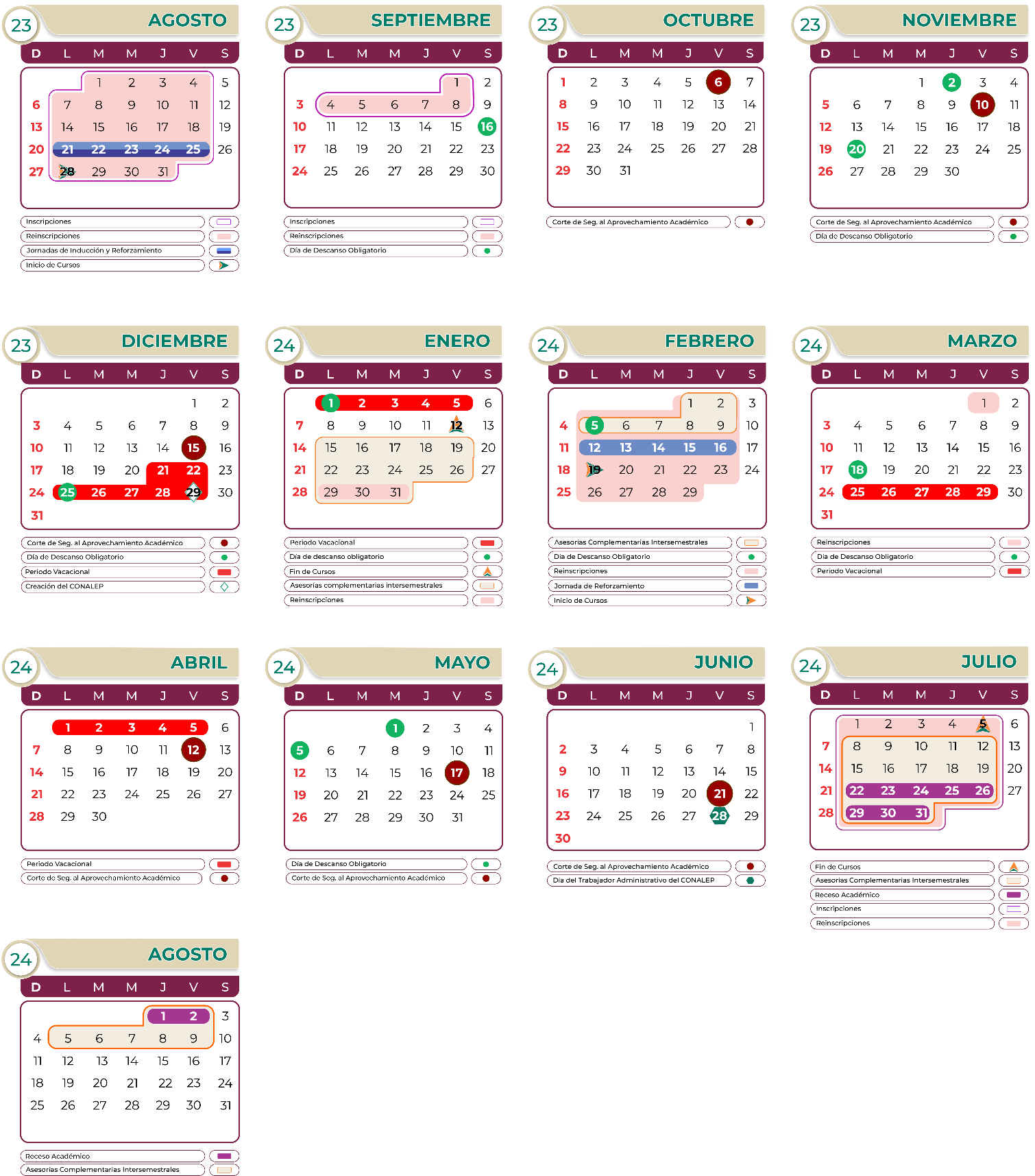 Calendario Escolar Conalep 2022 A 2023 Pdf Calendar I 7149